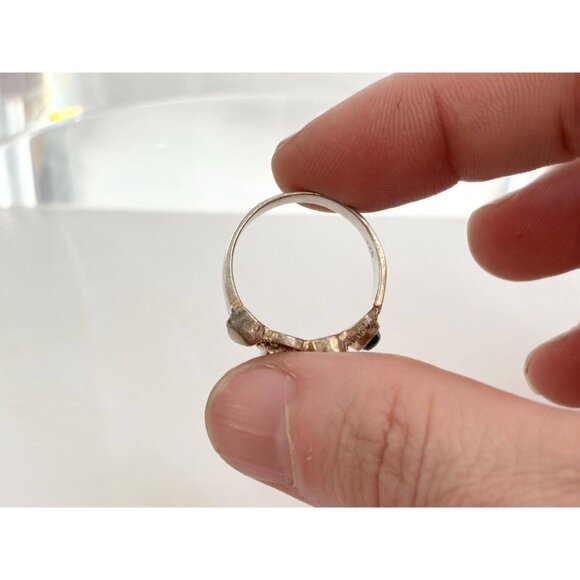 Multi Gemstone SW Style Wavy 925 Sterling Silver Vintage Ring - sz 7.5 - Picture 8 of 14
